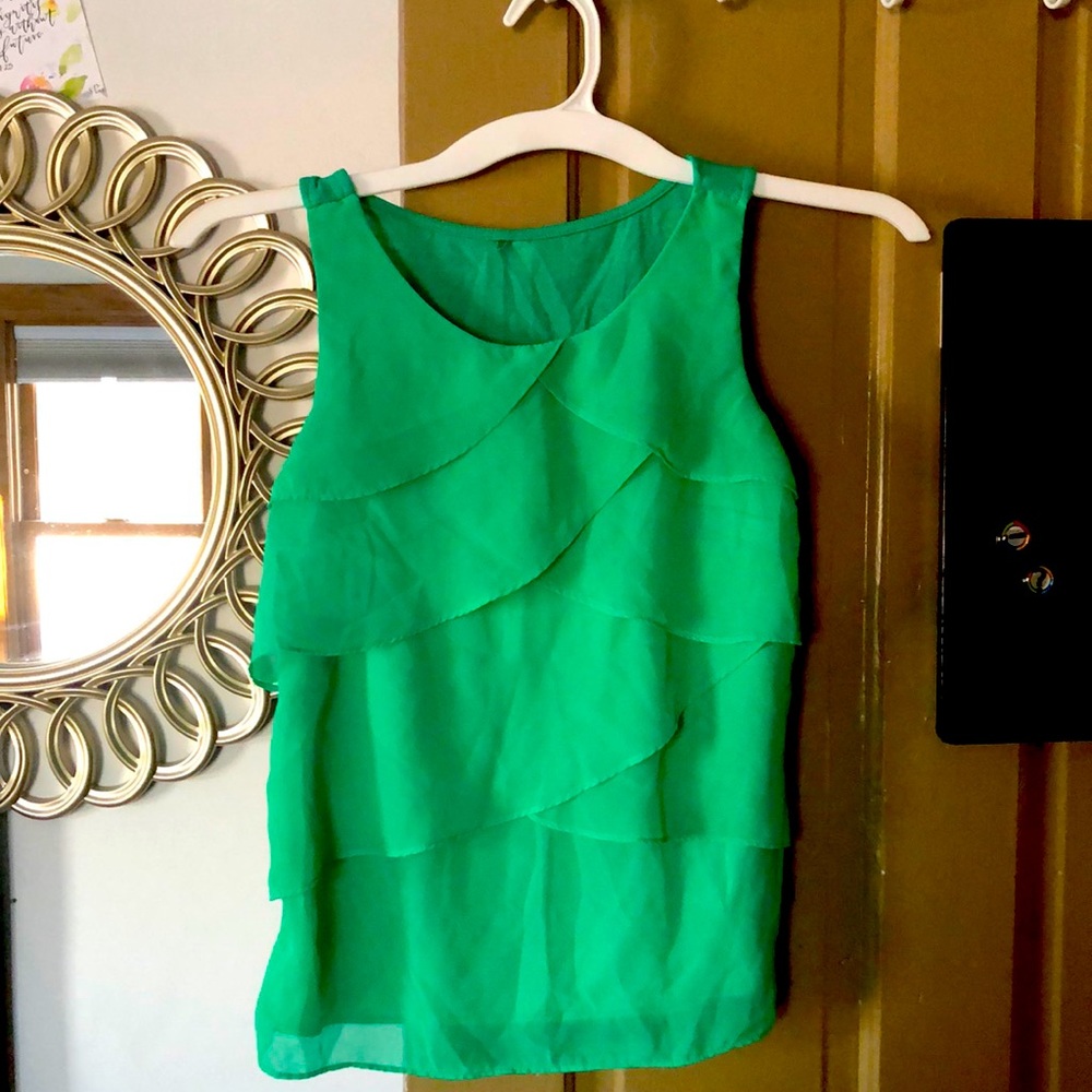Green Ruffle Top